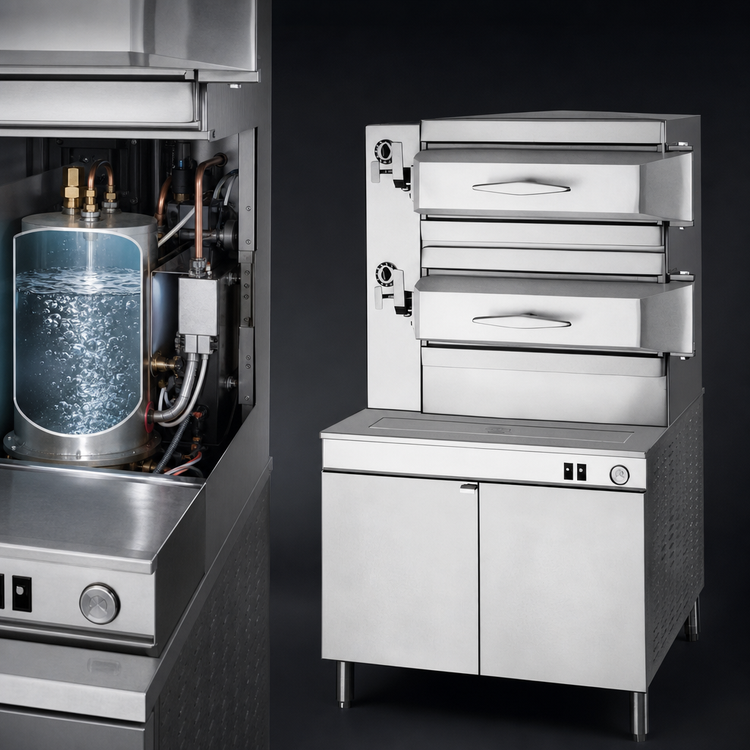 Product image #3 for Cleveland Range 2-Compartment Electric Pressure Steamer with 36-Inch Cabinet Base, Manual Controls, 24 kW