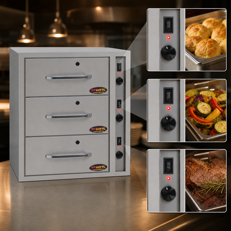 Product image #3 for RedHots DWW-3BI-240-X 3-Drawer Built-In Food Warming Drawer