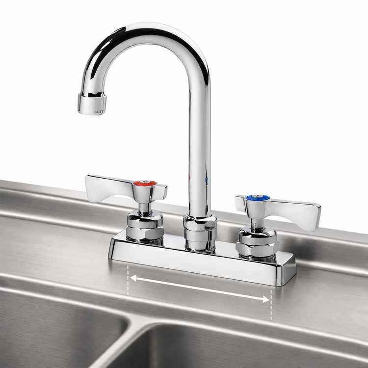 Product image #3 for Krowne Royal Series 4-Inch Center Deck-Mount Manual Faucet with 3-1/2-Inch Gooseneck Spout