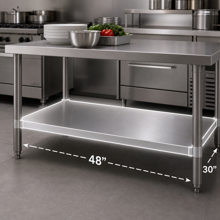Product image #3 for New Age Aluminum Work Table Undershelf, 48" W x 30" D, Knock-Down