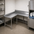 Thumbnail image #3 for Eagle Group Spec-Master CDTCIL-48-14/3 Island Clean Dishtable, 48" Machine-to-Corner x 60" Corner-to-End, 14/304 Stainless Steel, Right-to-Left
