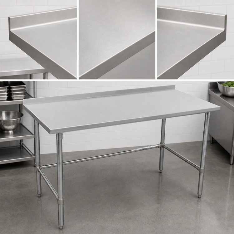 Product image #3 for John Boos Stallion 72-Inch x 24-Inch 14-Gauge Stainless Steel Open Base Work Table with 1-1/2-Inch Rear Up-Turn