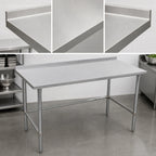 Thumbnail image #3 for John Boos Stallion ST4R1.5-2472SBK 72 x 24-Inch 14-Gauge 300 Series Stainless Steel Open Base Work Table with 1-1/2-Inch Rear Up-Turn