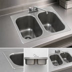 Thumbnail image #3 for Eagle Group SR24-24-13.5-2 Two-Compartment Self-Rimming Drop-In Sink, 24 x 24 x 13-1/2 in Bowls, Faucet, Basket Drains