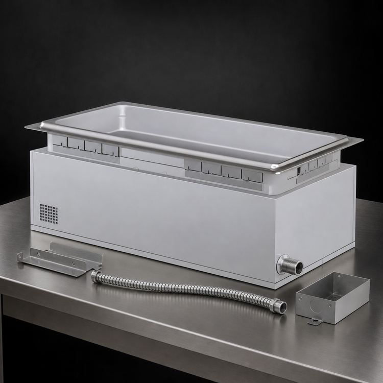 Product image #3 for Hatco Drop-In High Watt Heated Well for Four 1/3-Size Pans, Rectangular, Non-Insulated, Top-Mount, With Drain, Infinite Control
