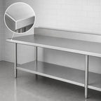 Thumbnail image #3 for Duke Manufacturing 316S-24108-5R 108-Inch x 24-Inch Stainless Steel Work Table with 5-Inch Riser, Bullnose Edge and Undershelf