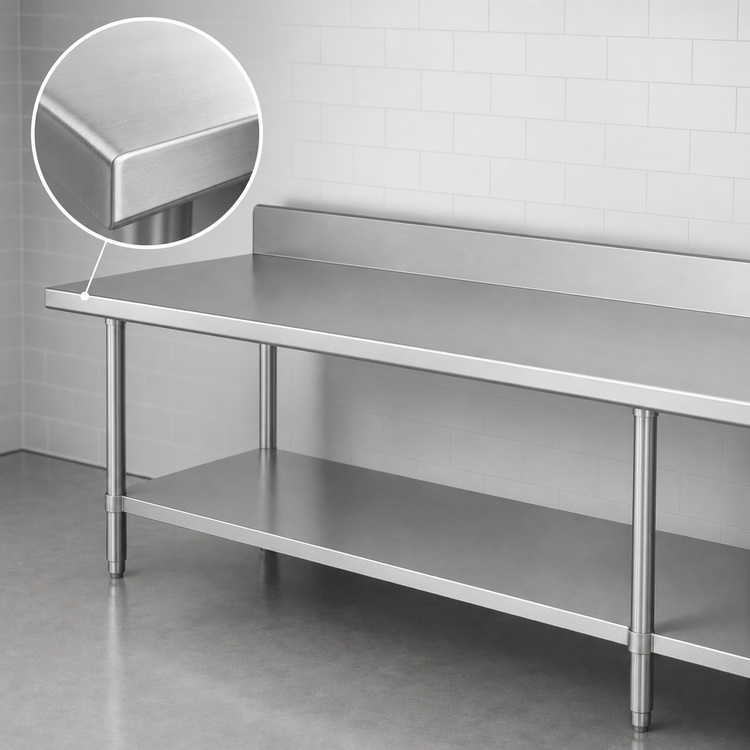 Product image #3 for Duke 108-Inch x 24-Inch Stainless Steel Work Table with 5-Inch Riser and Undershelf