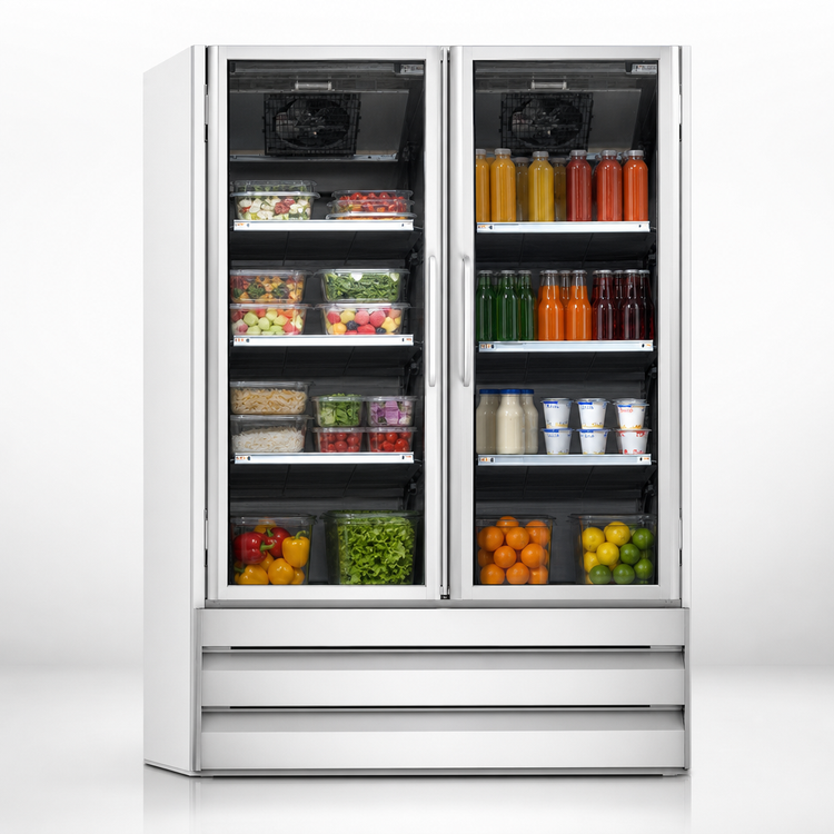 Product image #4 for Howard-McCray Two-Section Glass Door Merchandiser Refrigerator, 48 Cu. Ft., Bottom-Mount, White