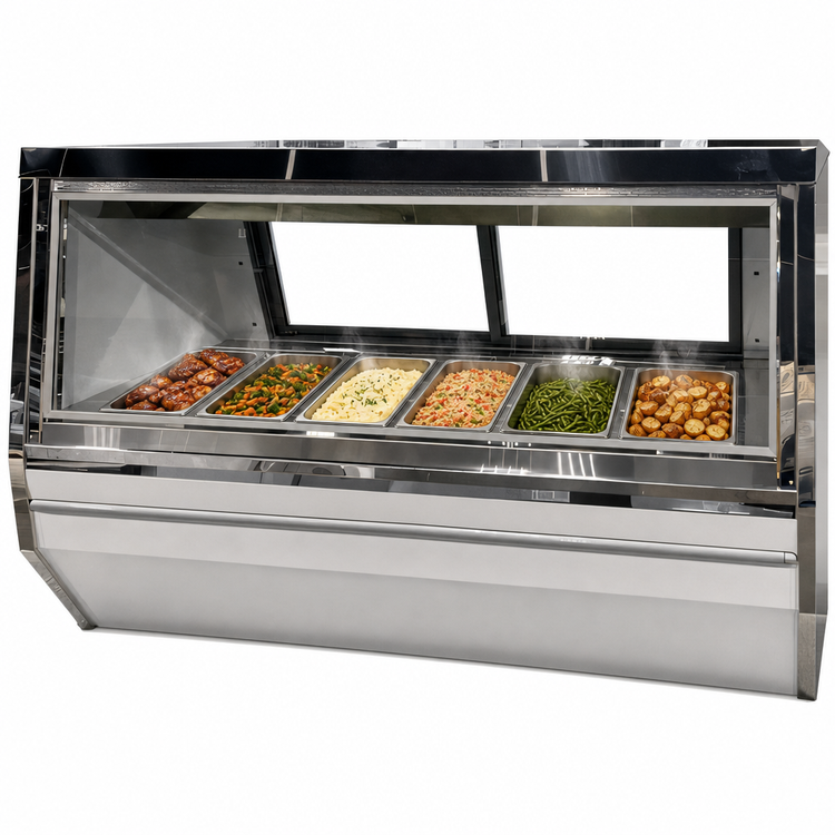 Product image #3 for Howard-McCray 96-Inch 6-Well Hot Food Service Case, Stainless Steel