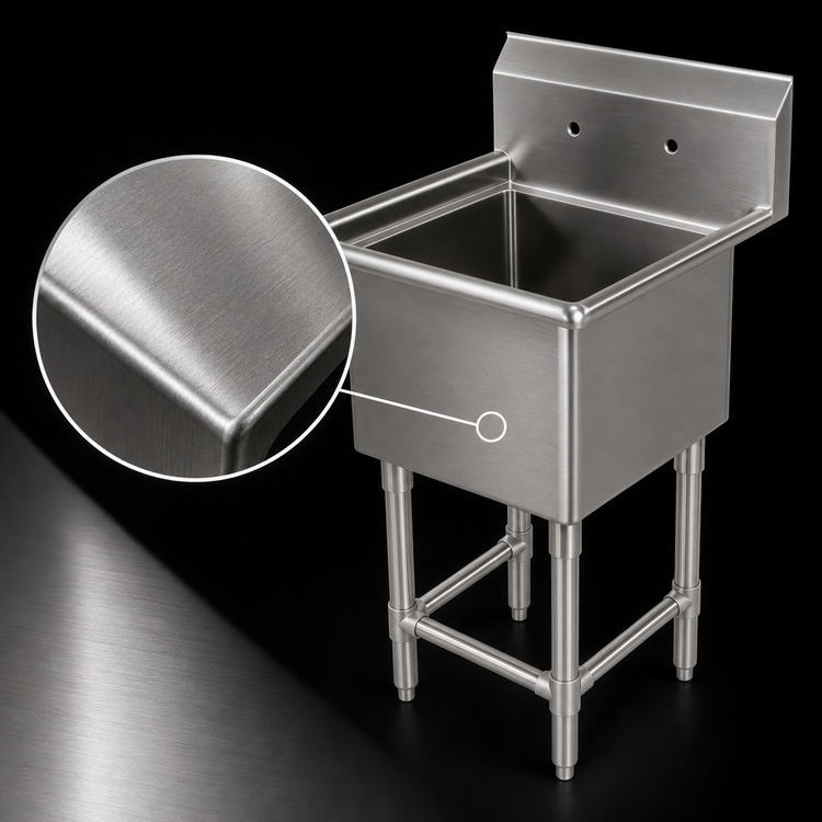 Product image #3 for John Boos Pro-Bowl 1-Compartment Floor Model Sink, 20 x 20 x 14-Inch Bowl, 16-Gauge Stainless Steel