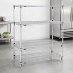 Thumbnail image #3 for Metro Super Erecta A376C Chrome-Plated Stationary Wire Shelving Starter Unit, 72"W x 18"D x 63"H, 4 Shelves, 4 Posts