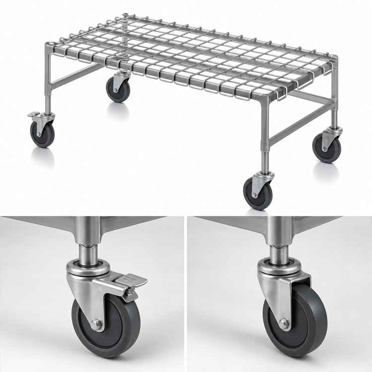 Product image #3 for Mobile Wire Dunnage Rack, 36 x 18 x 14 Inches, Chrome, 800 lb Capacity