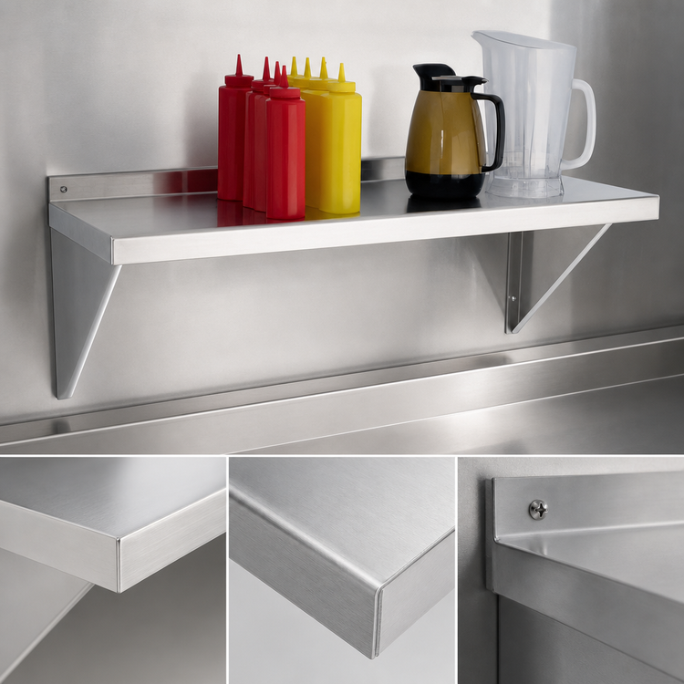 Product image #3 for New Age 60 Inch x 12 Inch Solid Wall-Mounted Aluminum Shelf
