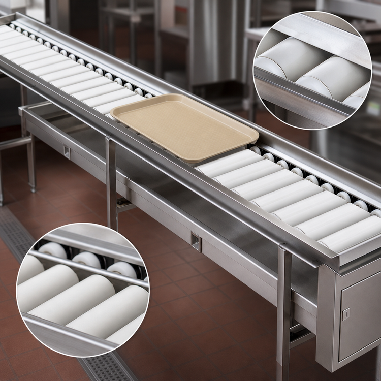 Product image #3 for Dinex DXIESR16 16-Foot PVC Roller Tray Make-Up Conveyor