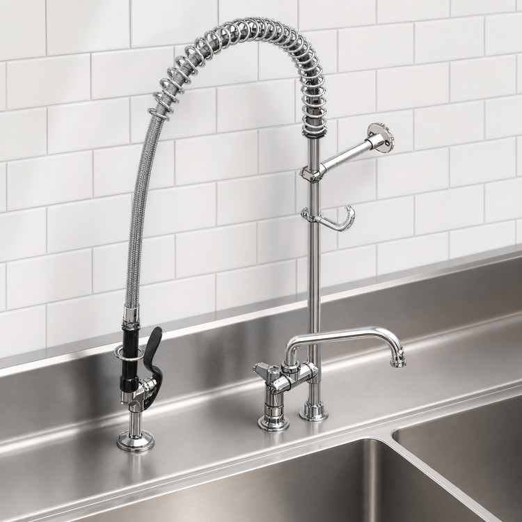 Product image #3 for Equip 8-Inch Deck Mount Pre-Rinse Unit with Add-On Faucet and 8-Inch Swing Nozzle