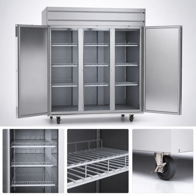 Product image #3 for Beverage-Air Horizon Series Three-Section Top-Mount Reach-In Refrigerator with Solid Doors