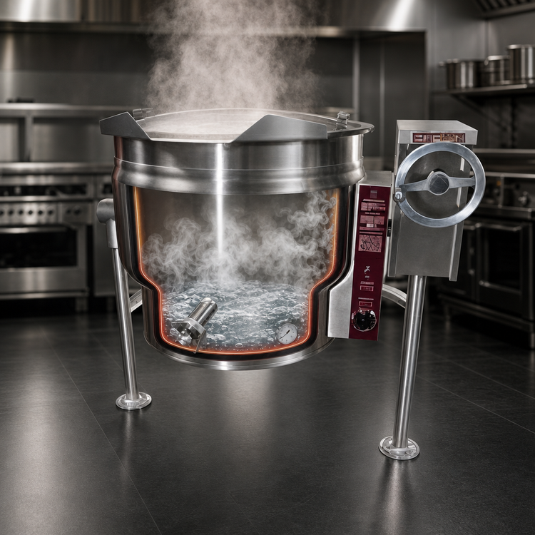 Product image #3 for Crown ELT-60F 60 Gallon Electric Full Jacket Tilting Steam Kettle
