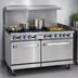 Thumbnail image #3 for Imperial Pro Series 48-Inch Commercial Gas Restaurant Range with 4 Open Burners, 24-Inch Raised Griddle/Broiler and 2 Space Saver Ovens