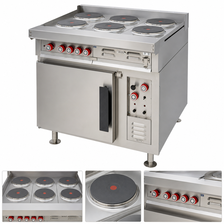 Product image #4 for Lang Marine 36-Inch Heavy Duty Electric Range with Convection Oven Base and 6 French Plates