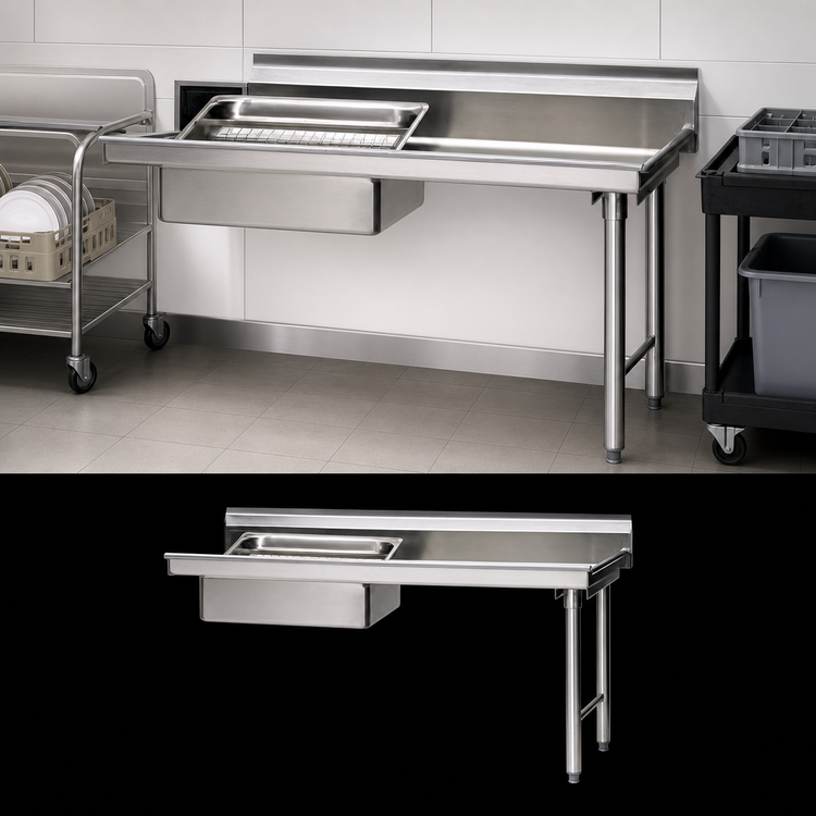 Product image #3 for Eagle Group Straight Soiled Dishtable with 20 x 20 x 5 Inch Pre-Rinse Sink, 72 Inch, Right-to-Left