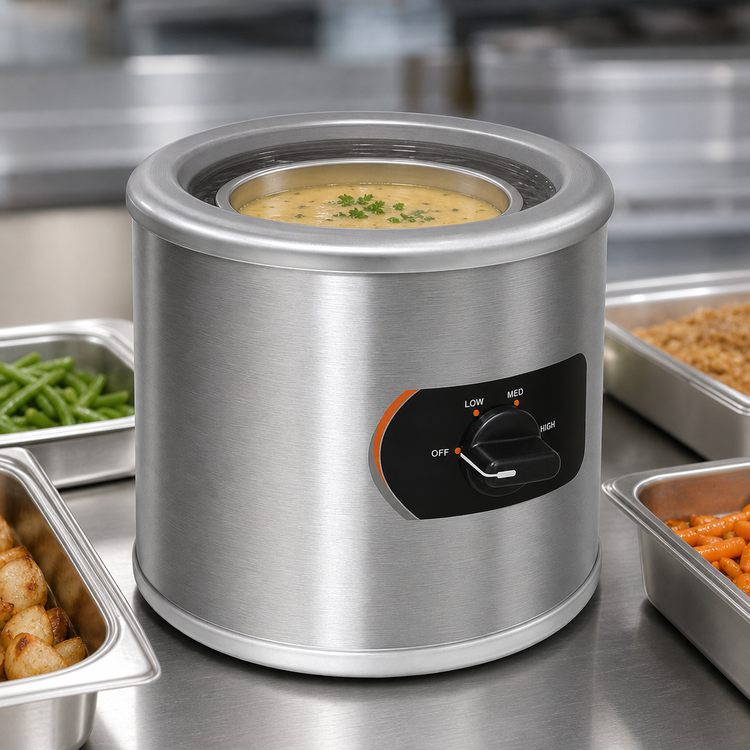 Product image #3 for Countertop Round Wet Food Warmer, 7 Quart, Stainless Steel, 220V Export Model