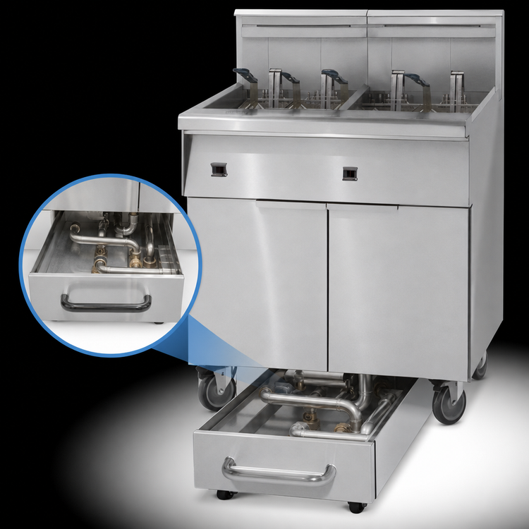 Product image #3 for Imperial Electric Floor Fryer with Built-In Space Saver Filter System, 2 x 75 lb. Tanks