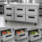 Thumbnail image #3 for Hoshizaki Steelheart WR72B-D6 72-Inch Three-Section Worktop Refrigerator with 6 Drawers, 18.27 Cu. Ft., Stainless Steel