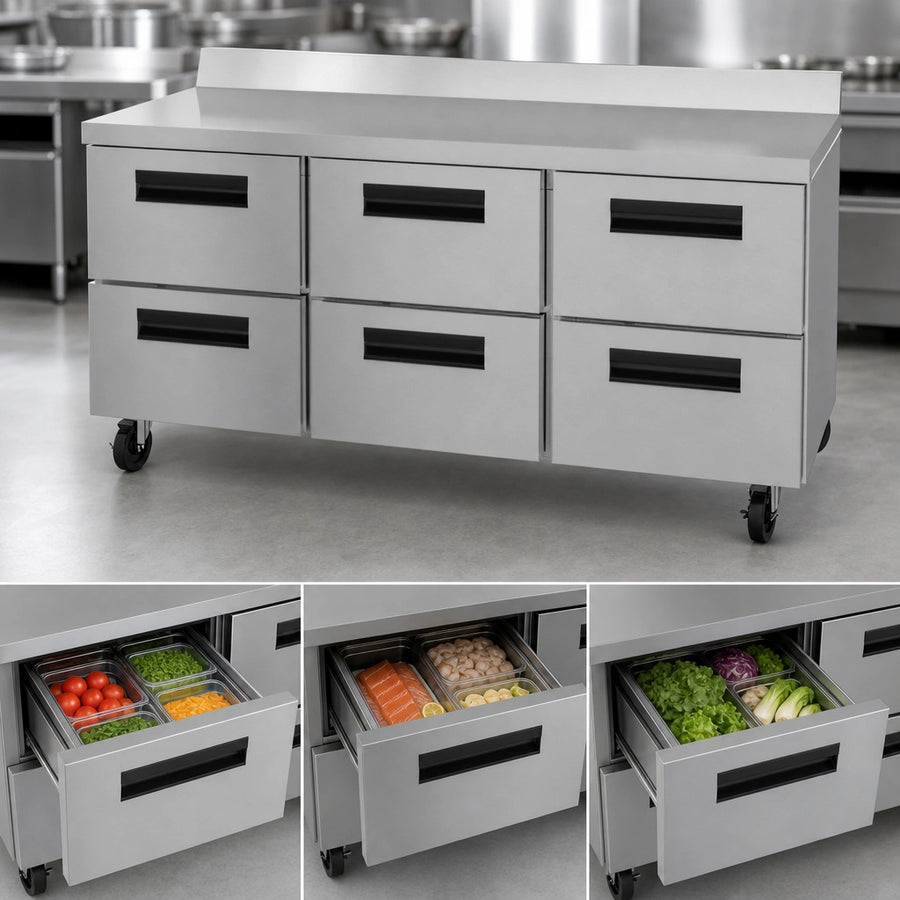 Six-Drawer Three-Section Layout
