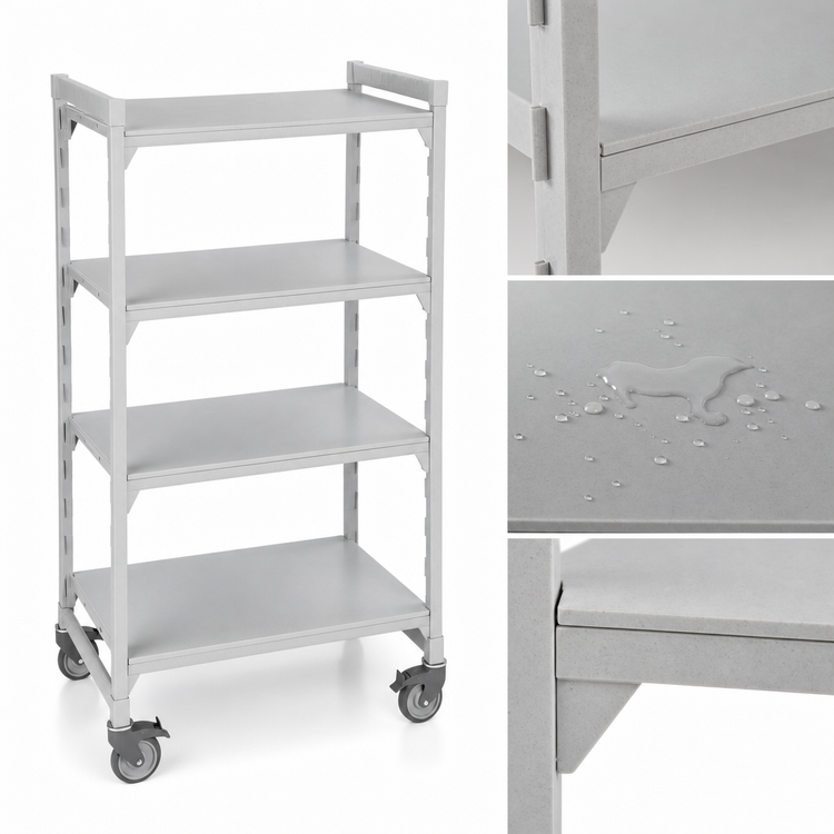 Product image #4 for Cambro Camshelving Premium Solid High-Density Mobile Starter Unit, 24 x 48 x 67-1/4 in, 4-Shelf, Speckled Gray
