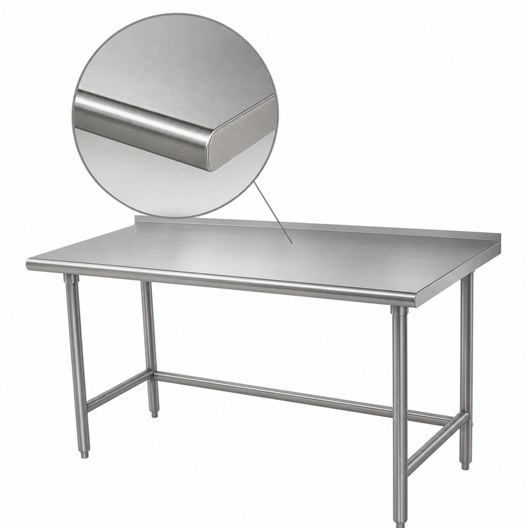 Product image #3 for Advance Tabco TFSS-306 72 Inch x 30 Inch Stainless Steel Work Table with 1-1/2 Inch Rear Backsplash, Open Base