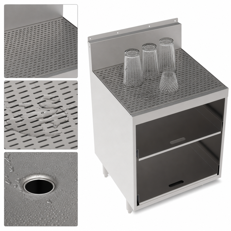 Product image #3 for Krowne Royal Series 24 x 24-Inch Underbar Multi-Use Glass Storage Unit with Drainboard Top