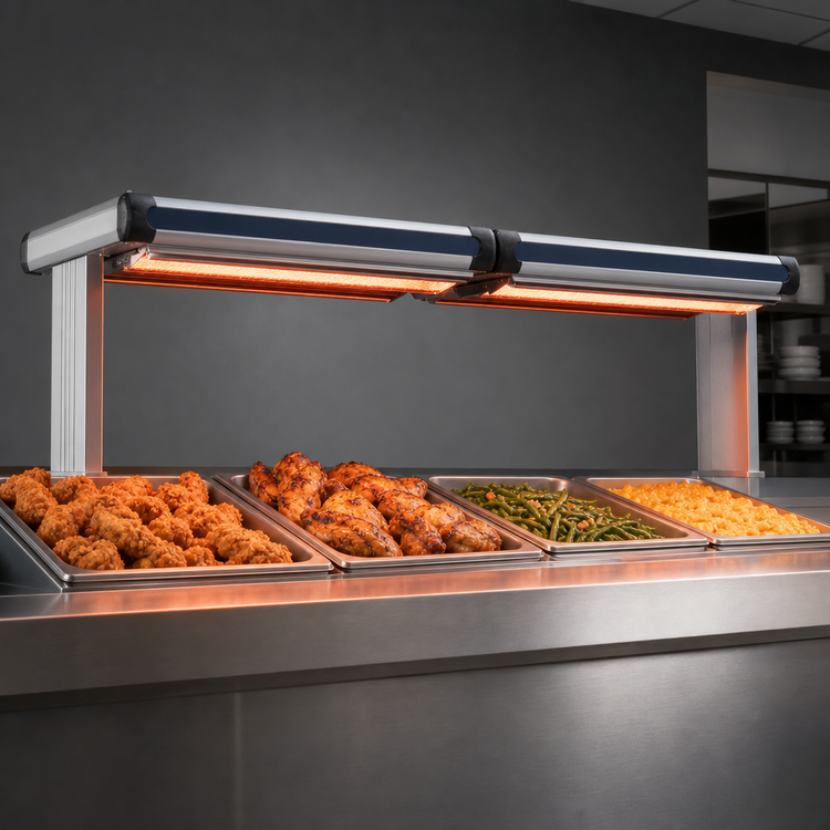 Product image #3 for Hatco Glo-Ray Designer Dual Infrared Strip Heater Food Warmer, 27-1/2-Inch Wide, 3-Inch Spacer, 700W, Aluminum