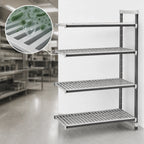 Thumbnail image #3 for Cambro Camshelving® Elements EXA245464V4480 4-Shelf Vented Polymer Shelving Add-On Unit, 24"D x 54"W x 64"H, Speckled Gray
