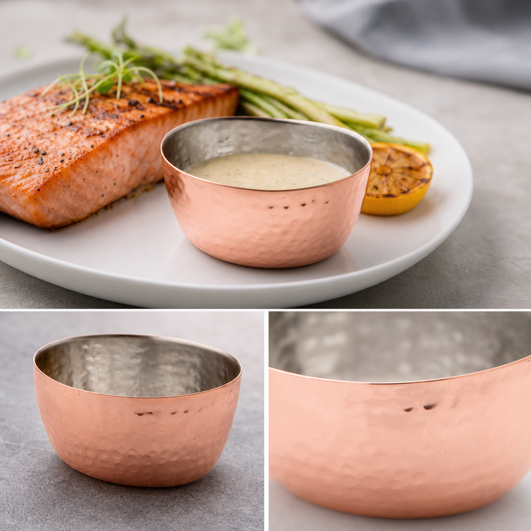 Product image #3 for American Metalcraft Oval Hammered Copper Sauce Cup, 2 oz.