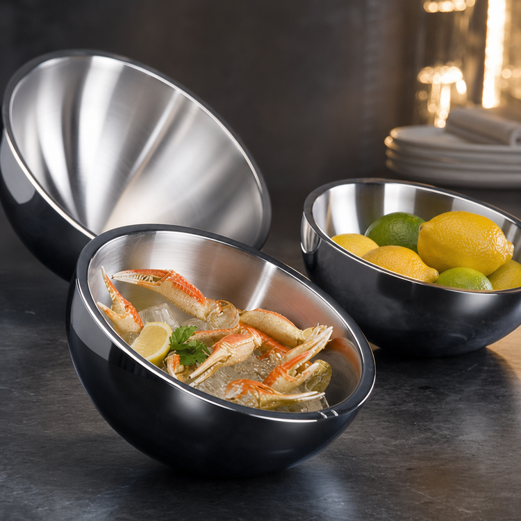 Product image #3 for American Metalcraft Angled Double-Wall Stainless Steel Serving Bowl, 108 oz., 10 Inch Diameter x 5 Inch H