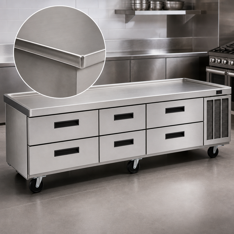 Product image #3 for Delfield Low Profile Refrigerated Equipment Stand with 6 Drawers, 96-1/4 Inch Wide