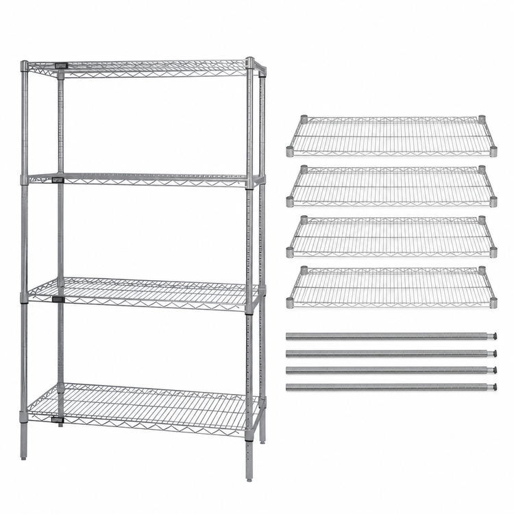 Product image #3 for Quantum 36-Inch x 21-Inch x 54-Inch Stationary Wire Shelving Starter Kit, 4 Shelves, 304 Stainless Steel