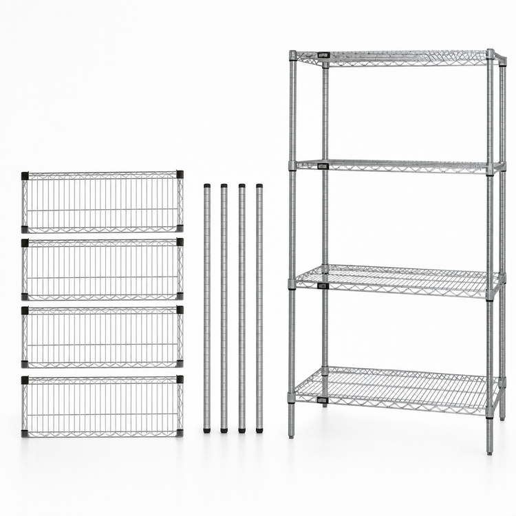 Product image #3 for Quantum 24" x 24" x 86" Chrome Wire Shelving Starter Kit with 4 Shelves