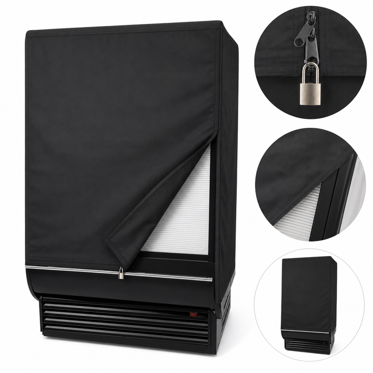 Product image #3 for Turbo Air SC-60-DXB Locking Black Fabric Security Cover for TOM-60DXB-N Open Display Merchandiser