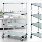 Thumbnail image #3 for Quantum M1848SG46 4-Shelf Mobile Cart, Solid Galvanized Steel Shelves, 48W x 18D x 69H, 5" Casters with 2 Brakes