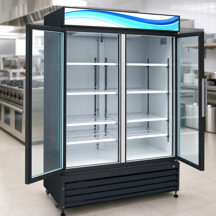 Product image #3 for Serv-Ware 2-Door 49 Cu. Ft. Black Glass Door Merchandiser Freezer