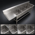 Thumbnail image #3 for John Boos Pro-Bowl 4PB3024-1D30L 4-Compartment Stainless Steel Sink with Left Drainboard, 30 x 24 x 12 Inch Bowls, 10 Inch Backsplash