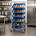 Thumbnail image #3 for Quantum Mobile Wire Shelving Bin System with 18 Bins, 7 Shelves, 36 x 18 x 74 Inches, Chrome Plated Finish