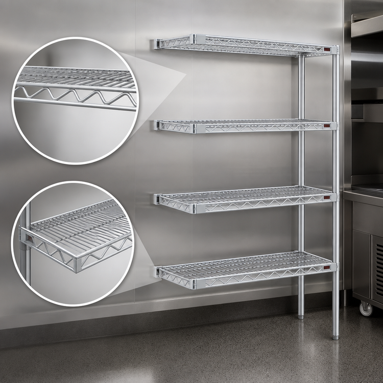 Product image #3 for Eagle Group 4-Tier Add-On Wire Shelving Unit, 30W x 21D x 74H, Stainless Steel Finish