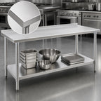 Thumbnail image #3 for Eagle Group Budget Series UT30144SB 144-Inch x 30-Inch 430 Stainless Steel Work Table with Rear Upturn and Adjustable Undershelf