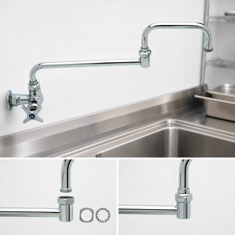 Product image #3 for T&S Brass Single Pantry Wall-Mount Faucet with 18-Inch Double-Joint Swing Nozzle