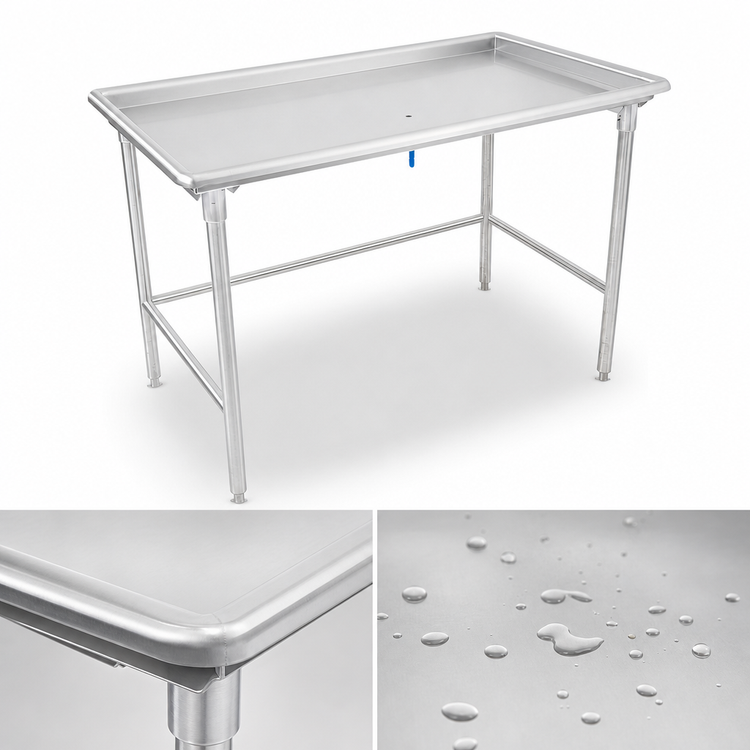Product image #3 for John Boos 72-7/8 Inch x 30-3/8 Inch 300 Series Stainless Steel Sorting Table with Raised Edge