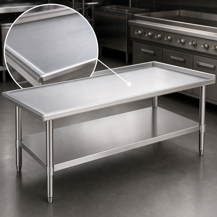 Product image #3 for Eagle Group 48-3/8 Inch x 30-3/8 Inch Stainless Steel Top Griddle/Equipment Stand with Open Base and Adjustable Undershelf