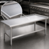Thumbnail image #3 for Eagle Group 48-3/8 Inch x 30-3/8 Inch Stainless Steel Top Griddle/Equipment Stand with Open Base and Adjustable Undershelf