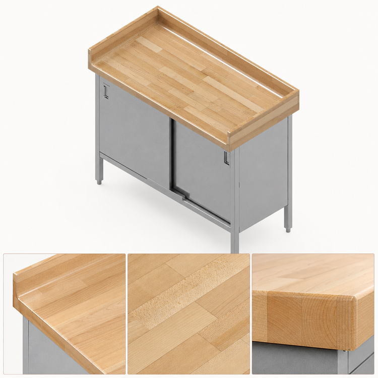 Product image #3 for John Boos Enclosed Base Wood Top Work Table with Sliding Doors, 36 x 30 Inches, 1-3/4-Inch Northern Hard Rock Maple Top